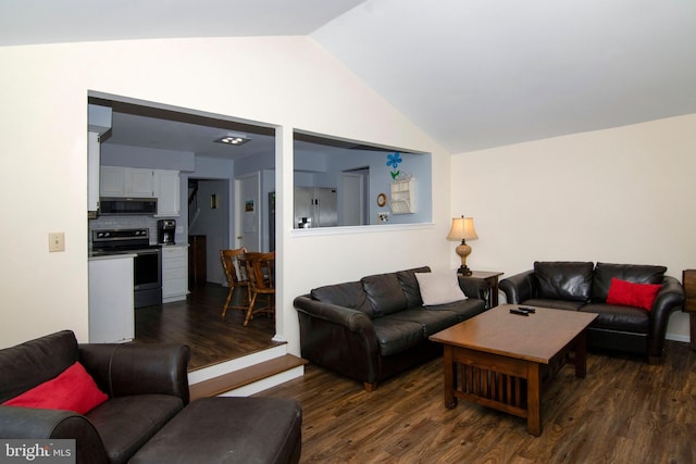 36 Covington Dr, Sicklerville, NJ 08081 - living room with vaulted ceiling and dark wood finished floors