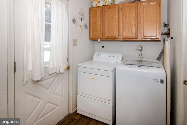 36 Covington Dr, Sicklerville, NJ 08081 - laundry room with cabinet space, washing machine and dryer, and dark wood-style flooring