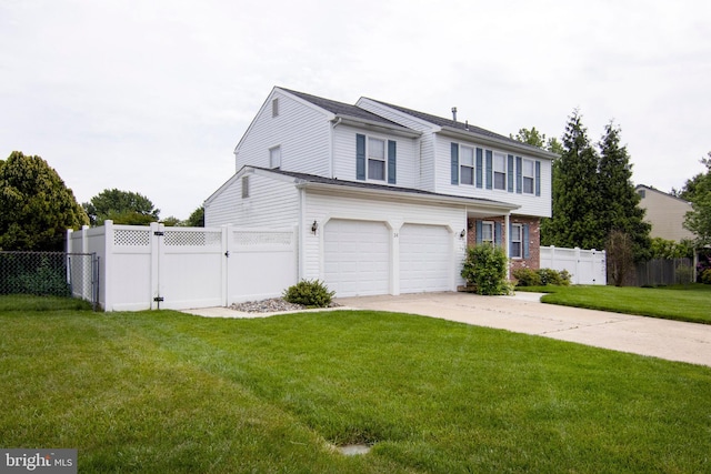36 Covington Dr, Sicklerville, NJ 08081 - traditional home with an attached garage, concrete driveway, brick siding, and a gate