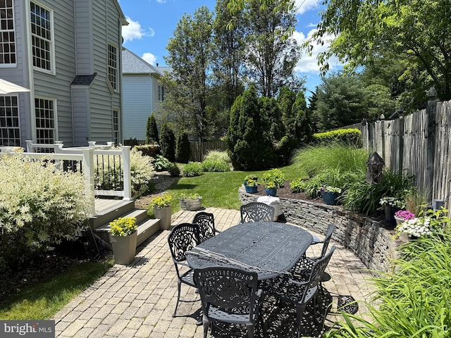32 Eagleton Farm Rd, Newtown, PA 18940 - fenced backyard featuring a patio and outdoor dining space