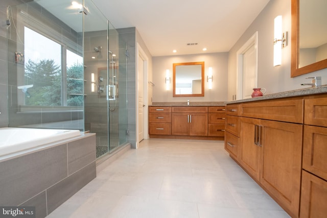 32 Eagleton Farm Rd, Newtown, PA 18940 - full bath featuring vanity, a stall shower, a garden tub, and recessed lighting