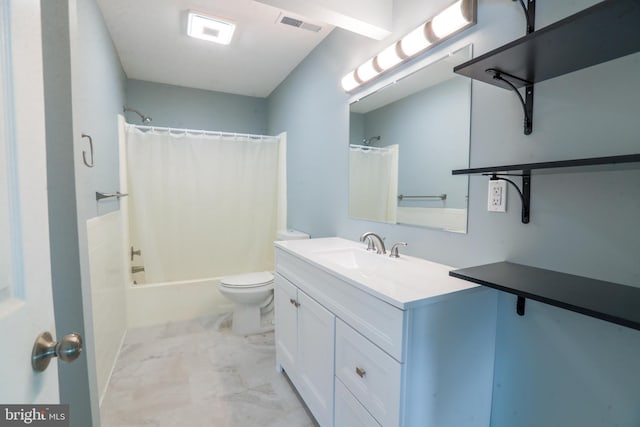 1000 Country Club Rd Unit 8, York, PA 17403 - full bath with toilet, vanity, marble finish floors, and shower / tub combo with curtain