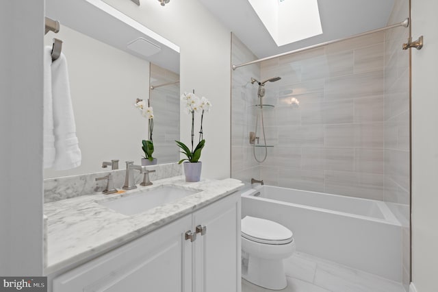 704 Turnbridge Rd, Wayne, PA 19087 - full bath featuring vanity, toilet, a skylight, and shower / washtub combination