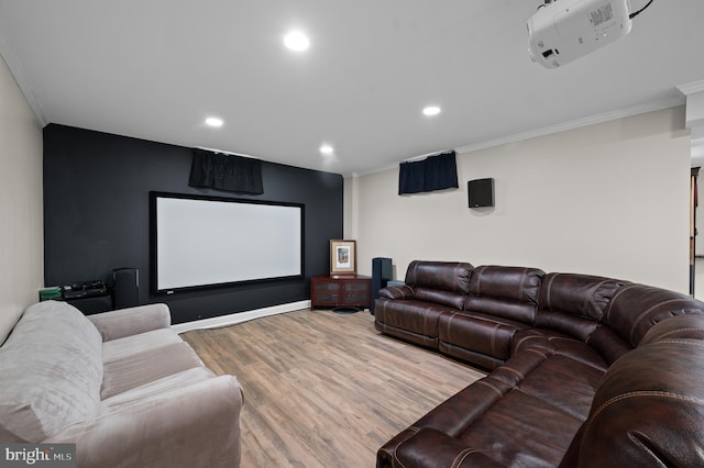 704 Turnbridge Rd, Wayne, PA 19087 - home theater with ornamental molding, recessed lighting, and wood finished floors