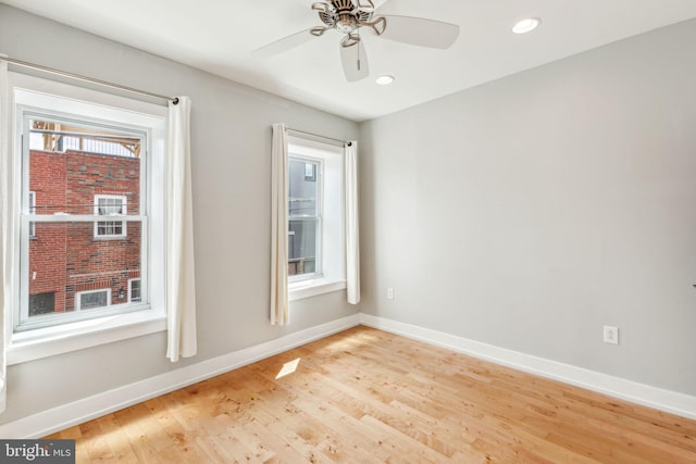 939 Sigel St, Philadelphia, PA 19148 - spare room featuring baseboards, light wood-style flooring, ceiling fan, and recessed lighting
