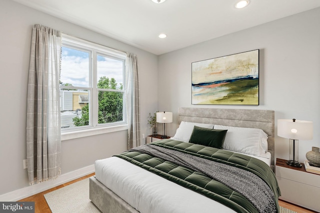 939 Sigel St, Philadelphia, PA 19148 - bedroom featuring baseboards, wood finished floors, and recessed lighting