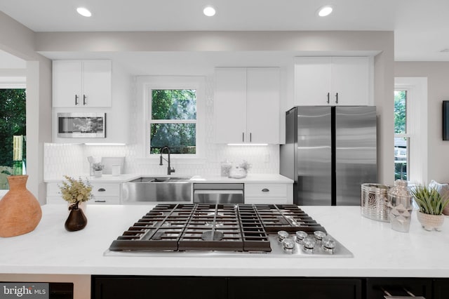 1427 Jackson St NE, Washington, DC 20017 - kitchen featuring stainless steel appliances, a sink, light countertops, plenty of natural light, and recessed lighting