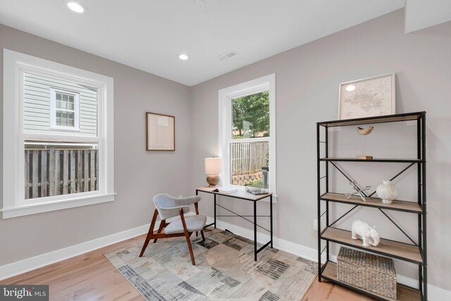 1427 Jackson St NE, Washington, DC 20017 - office area with baseboards, wood finished floors, and recessed lighting