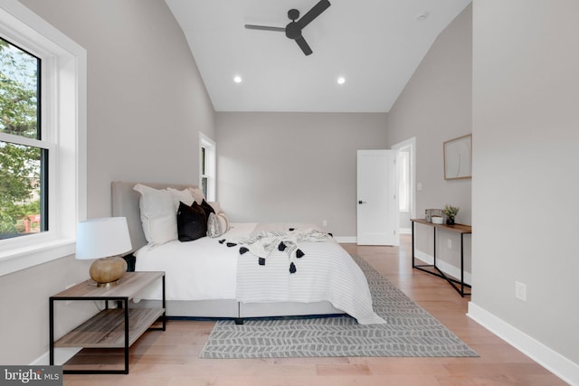 1427 Jackson St NE, Washington, DC 20017 - bedroom featuring multiple windows, wood finished floors, high vaulted ceiling, baseboards, and recessed lighting