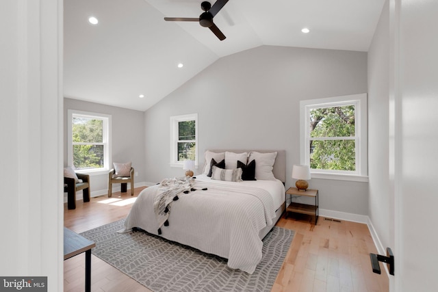 1427 Jackson St NE, Washington, DC 20017 - bedroom with lofted ceiling, recessed lighting, light wood-style floors, ceiling fan, and baseboards