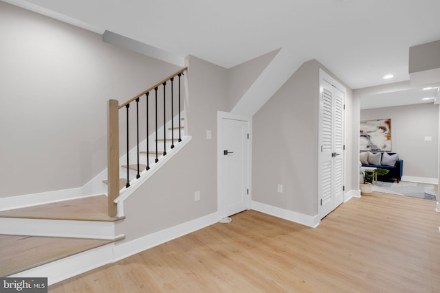 1427 Jackson St NE, Washington, DC 20017 - staircase featuring wood finished floors, recessed lighting, and baseboards