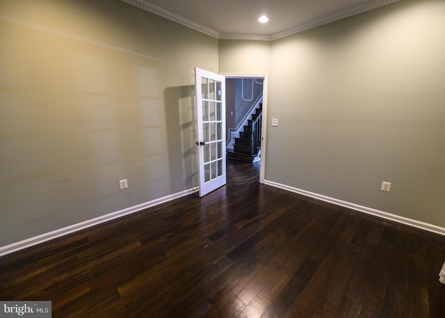 22 Thaxton Ct, Stafford, VA 22556 - unfurnished room with french doors, dark wood-type flooring, baseboards, and stairs