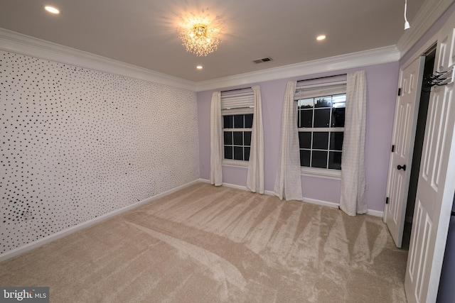 22 Thaxton Ct, Stafford, VA 22556 - unfurnished room with ornamental molding, carpet floors, baseboards, a chandelier, and recessed lighting