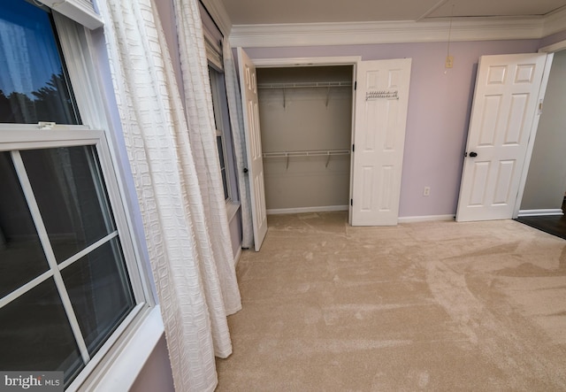 22 Thaxton Ct, Stafford, VA 22556 - unfurnished bedroom with carpet, a closet, attic access, baseboards, and ornamental molding