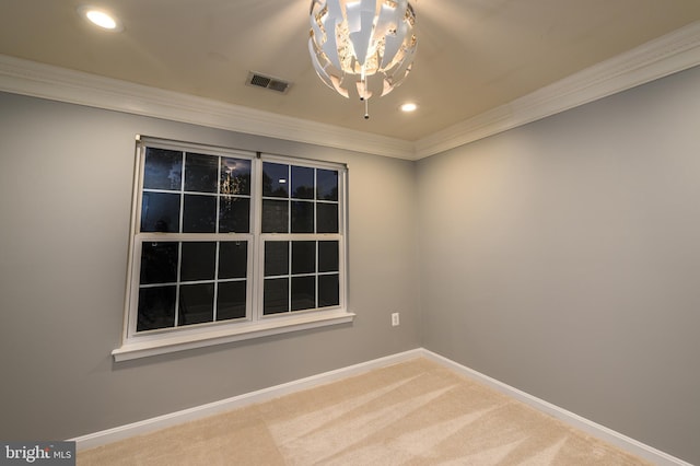 22 Thaxton Ct, Stafford, VA 22556 - carpeted spare room with crown molding, recessed lighting, baseboards, and a chandelier