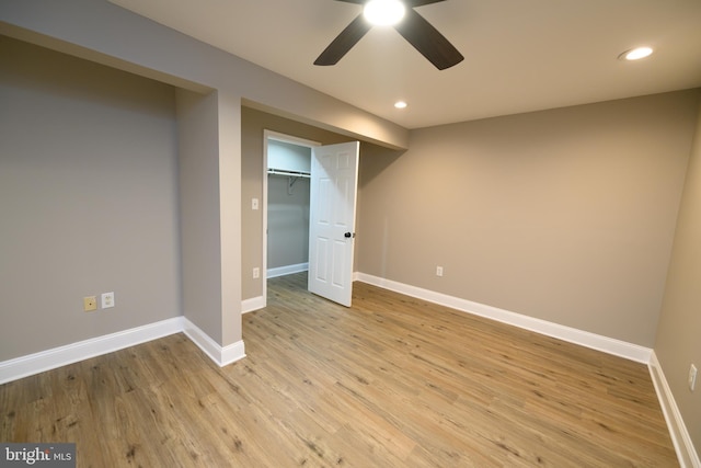 22 Thaxton Ct, Stafford, VA 22556 - unfurnished bedroom featuring light wood-style flooring, baseboards, recessed lighting, a closet, and ceiling fan