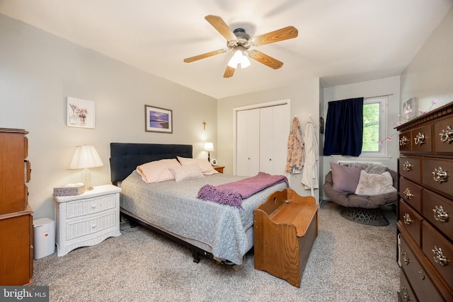 100 Winding Way Unit A-23, Downingtown, PA 19335 - bedroom featuring carpet, a closet, and ceiling fan