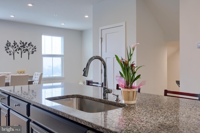 1032 Rosecroft Ln Unit 15, York, PA 17403 - kitchen with a sink, recessed lighting, and dark stone countertops