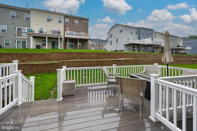 1032 Rosecroft Ln Unit 15, York, PA 17403 - wooden deck with a residential view and a lawn