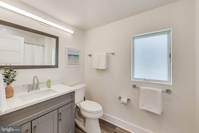 966 Walnut Ave, North Beach, MD 20714 - full bathroom featuring toilet, vanity, baseboards, and wood finished floors