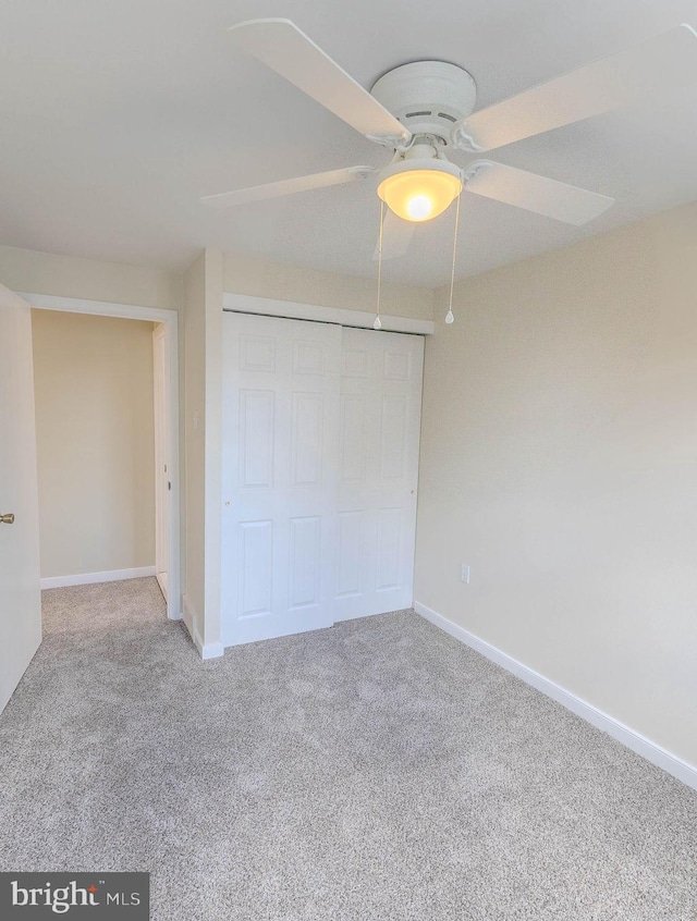 4128 Whiting Rd, Philadelphia, PA 19154 - unfurnished bedroom featuring carpet floors, baseboards, a closet, and a ceiling fan