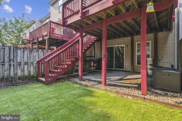 7140 Ladd Cir, Frederick, MD 21703 - view of patio with cooling unit, a deck, and stairway
