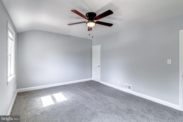 151 Bennett Rd, Essex, MD 21221 - spare room featuring carpet, a ceiling fan, vaulted ceiling, and baseboards