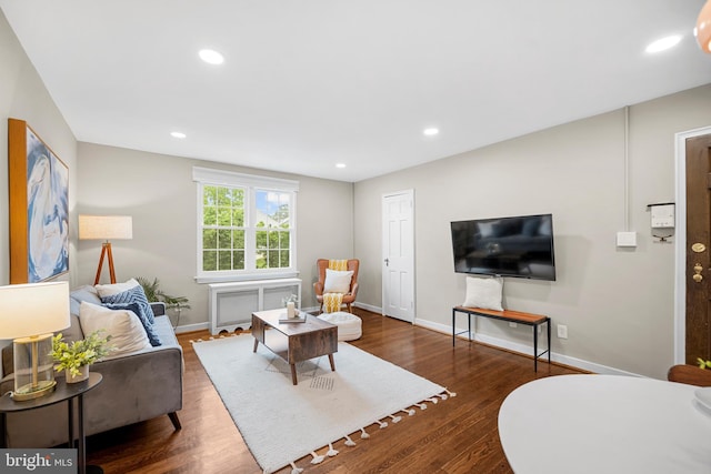 117 E Glebe Rd Unit C, Alexandria, VA 22305 - living room featuring baseboards, wood finished floors, and recessed lighting