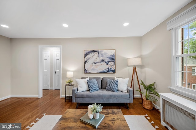117 E Glebe Rd Unit C, Alexandria, VA 22305 - living area with baseboards, wood finished floors, and recessed lighting