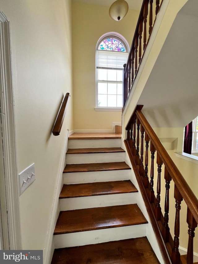 65 Auckland Dr, Newark, DE 19702 - staircase with healthy amount of natural light and wood finished floors