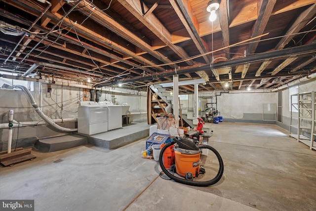 1100 Drexel Ave, Drexel Hill, PA 19026 - unfinished below grade area with washing machine and dryer and stairway