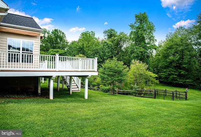 1423 Overlook Way, Bel Air, MD 21014 - view of yard featuring stairs and a wooden deck