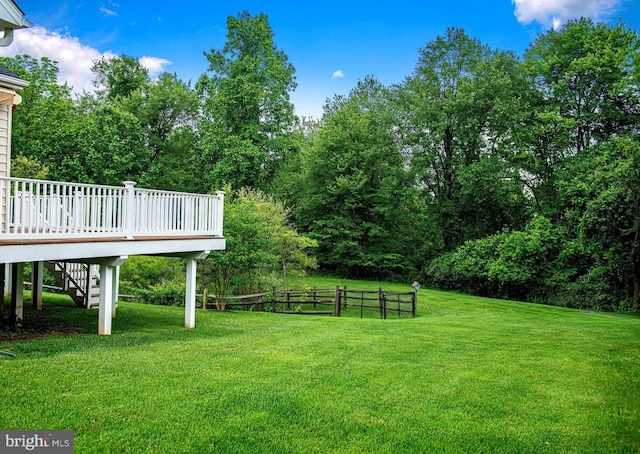 1423 Overlook Way, Bel Air, MD 21014 - view of yard with stairway and a wooden deck