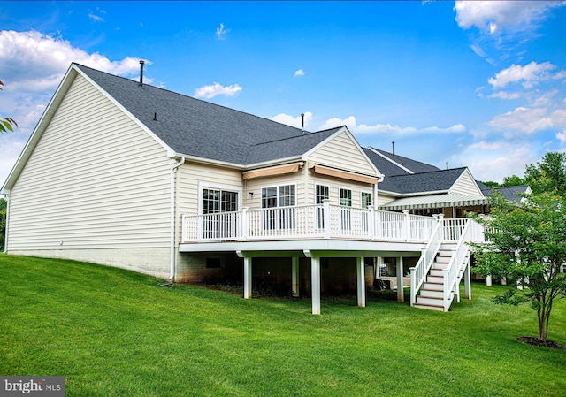1423 Overlook Way, Bel Air, MD 21014 - back of house featuring a wooden deck, a yard, stairway, and roof with shingles