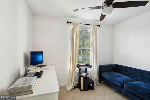 14617 Woodspring Ct, Centreville, VA 20120 - office area with light carpet, a ceiling fan, and baseboards