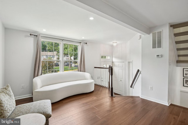14617 Woodspring Ct, Centreville, VA 20120 - bedroom featuring beamed ceiling, wood finished floors, recessed lighting, and baseboards