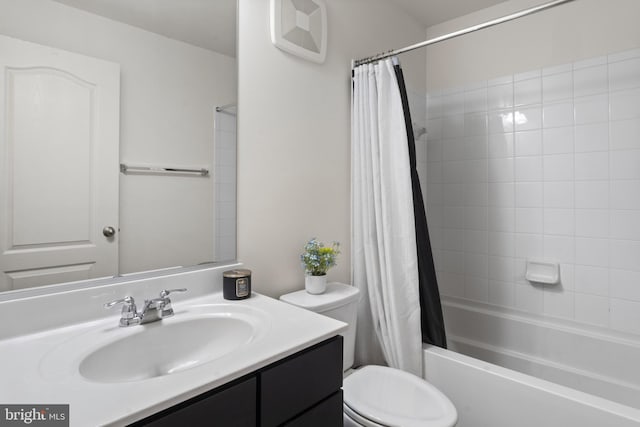 16894 Porters Inn Dr, Dumfries, VA 22026 - full bathroom with vanity, shower / tub combo with curtain, and toilet