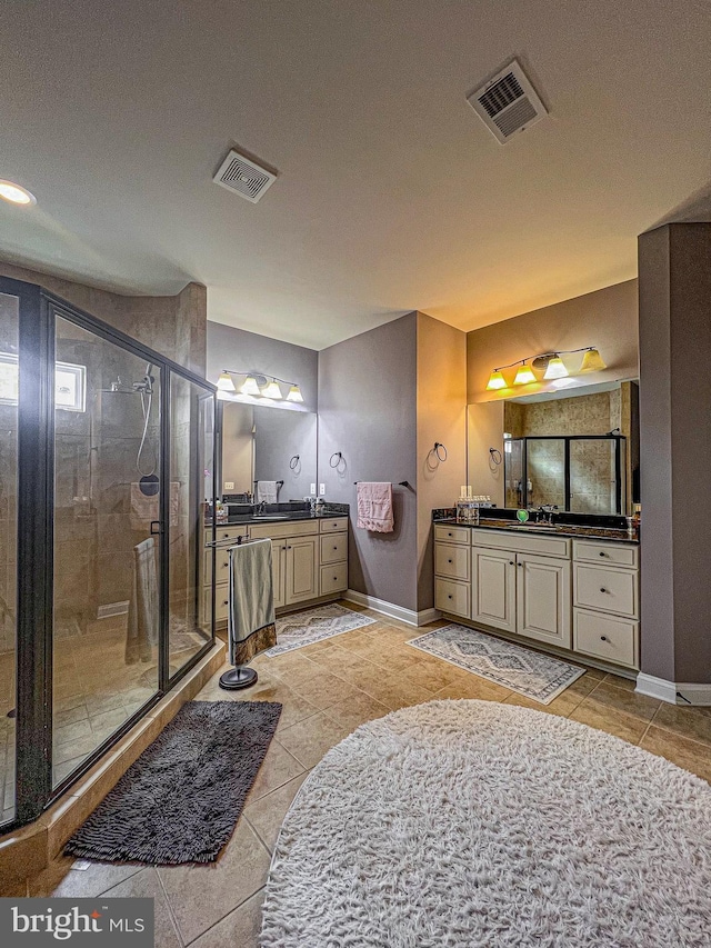 3348 Soaring Cir, Woodbridge, VA 22193 - full bath with tile patterned floors, a shower stall, and two vanities