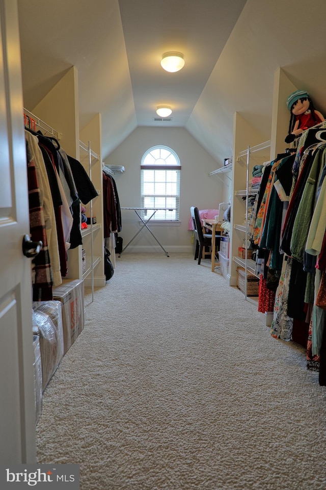 3348 Soaring Cir, Woodbridge, VA 22193 - spacious closet featuring carpet and lofted ceiling
