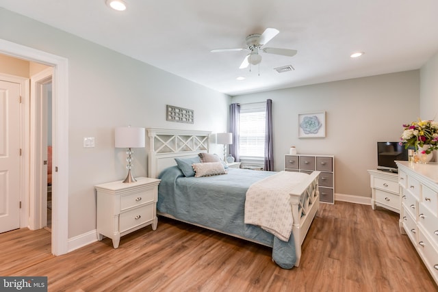 3 Canterbury Pl, Southampton, NJ 08088 - bedroom with light wood-style floors, baseboards, recessed lighting, and a ceiling fan