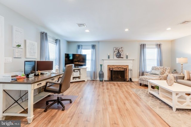 3 Canterbury Pl, Southampton, NJ 08088 - office space featuring wood finished floors, a fireplace, recessed lighting, and baseboards