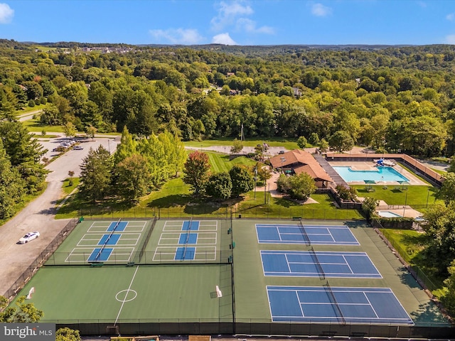 6518 Rimrock Rd, New Market, MD 21774 - bird's eye view of a heavily wooded area and a pool area