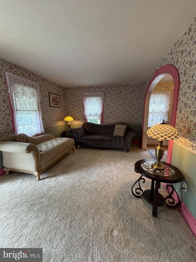 10 E Taunton Ave, Berlin, NJ 08009 - living area featuring wallpapered walls and carpet flooring