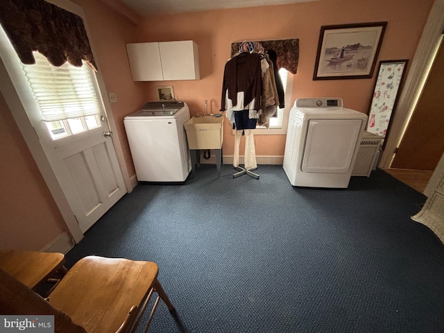 10 E Taunton Ave, Berlin, NJ 08009 - laundry area featuring baseboards, cabinet space, and washing machine and clothes dryer