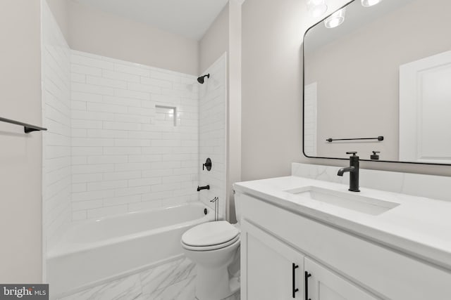 125 Lake Holiday Rd, Cross Junction, VA 22625 - full bathroom featuring vanity, bathing tub / shower combination, toilet, and marble finish floors