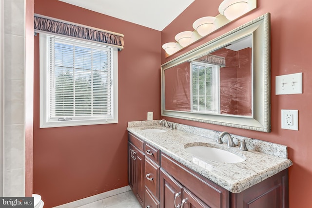 2 Raven Dr, Chadds Ford, PA 19317 - bathroom featuring double vanity, tile patterned flooring, toilet, and baseboards