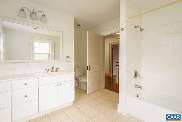 803 Alleghany Ave, Staunton, VA 24401 - full bath featuring toilet, washtub / shower combination, tile patterned floors, and vanity