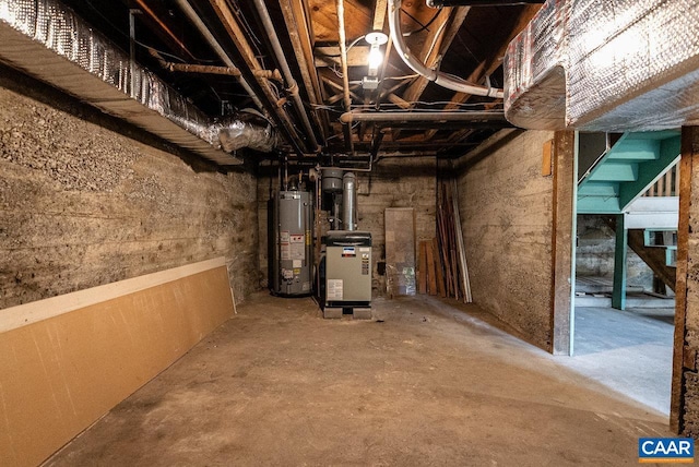 803 Alleghany Ave, Staunton, VA 24401 - unfinished basement featuring water heater and a heating unit