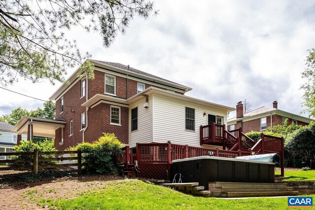 803 Alleghany Ave, Staunton, VA 24401 - rear view of property featuring a wooden deck and brick siding