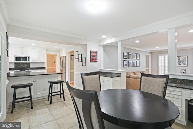 4 Old Elm Ct, Lutherville Timonium, MD 21093 - dining space with crown molding, recessed lighting, and light tile patterned floors